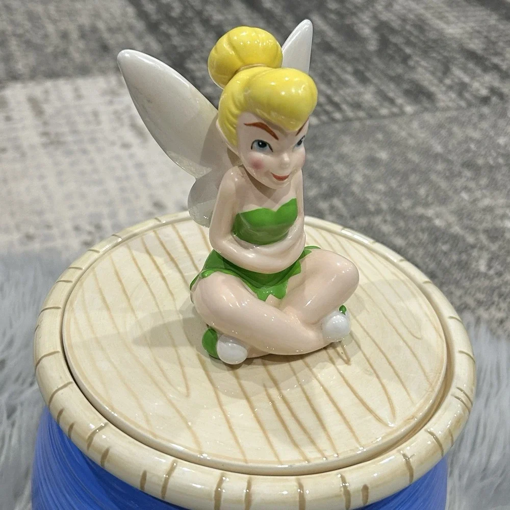 Disney Tinker Bell Sitting on Blue‎ Spool of Thread Cookie Jar